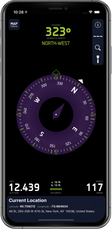 myCompass iOS App on iPhone 7